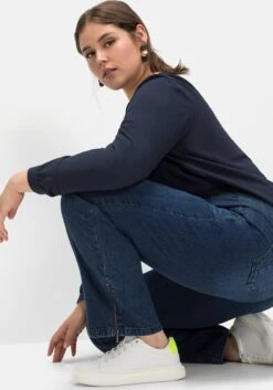 Sheego Gerade Jeans Mit Teilungsnaht Und Zipper Am Saum -Sheego Verkaufe 14569900331 04IQ6 05 SH