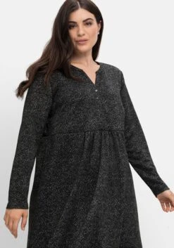 Sheego Jerseykleid In Salz-und-Pfeffer-Optik -Sheego Verkaufe 14572400289 04IWO 02 SH