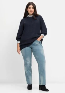 Sheego Gerade Jeans Mit Destroyed-Effekten Und Catfaces