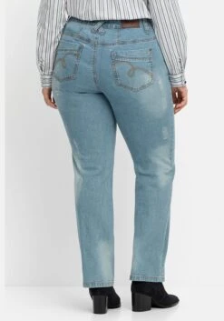 Sheego Gerade Jeans Mit Destroyed-Effekten Und Catfaces -Sheego Verkaufe 14589200327 04IV3 02 SH