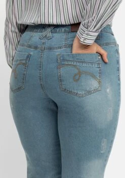 Sheego Gerade Jeans Mit Destroyed-Effekten Und Catfaces -Sheego Verkaufe 14589200327 04IV8 02 SH