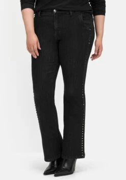 Sheego Bootcut-Jeans Mit Nieten Seitlich, In High-Heel-Länge