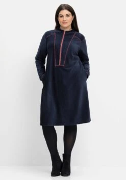 Sheego Shirtkleid In Cordoptik, Mit Kontrastnähten