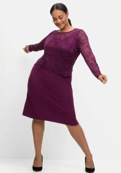 Jerseykleid In 2-in-1-Optik, Mit Spitzen-Oberteil -Sheego Verkaufe 14595800258 04IVM 02 SH