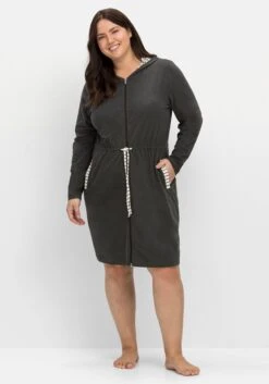 Sheego Morgenmantel Aus Jersey, Mit Kontrastdetails