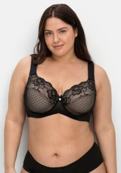 Sheego Bügel-BH Mit Spitze Und Kontrastfutter Aus Mesh