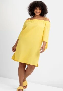 Sheego Knielanges Strandkleid Mit Carmenausschnitt