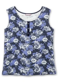 Jerseytop Mit Blumendruck Und Zierknopfleiste -Sheego Verkaufe 14669101406 04LKT 00 SH