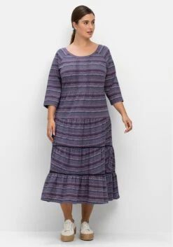 Sheego Jerseykleid Mit 3/4-Ärmeln Und Stufigen Volants -Sheego Verkaufe 14677201059 04LCW 02 SH