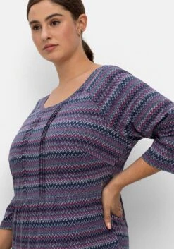 Sheego Jerseykleid Mit 3/4-Ärmeln Und Stufigen Volants -Sheego Verkaufe 14677201059 04LCX 02 SH