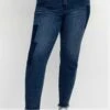 Sheego Skinny Jeans In Patch-Optik, Mit Offenem Saum
