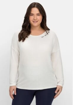 Oversized-Shirt Aus Softem Feinstrick, Mit Wordingprint