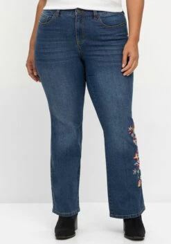 Bootcut-Jeans Mit Blumenstickerei Seitlich Am Bein -Sheego Verkaufe 14696300053 04M77 02 SH