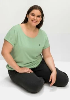 Sheego Relaxshirt Mit Bruststickerei Und Saumbündchen -Sheego Verkaufe 14697200133 04M3Q 02 SH