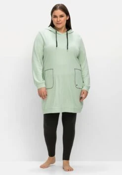 Sheego Kapuzensweatkleid Mit Kontrastdetails, Aus Interlock