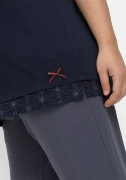 Sheego Schlafshirt Mit Kontrastdetails Und V-Ausschnitt -Sheego Verkaufe 14698500018 04O6D 02 SH