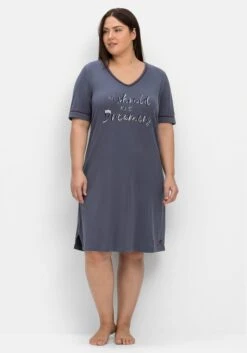 Sheego Nachthemd Mit Wordingprint Und V-Ausschnitt