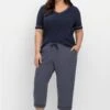 Sheego 3/4-Schlafhose Mit Kontrastdetails Und Bindeband