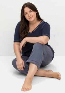 Sheego 3/4-Schlafhose Mit Kontrastdetails Und Bindeband -Sheego Verkaufe 14699500047 04OFX 02 SH