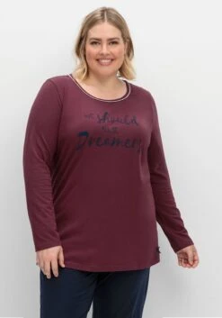 Sheego Schlafshirt Mit Langarm Und Fronprint