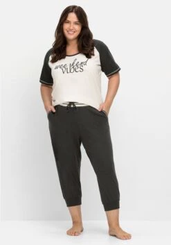 Sheego Schlafhose In 3/4-Länge, Mit Ringelbund