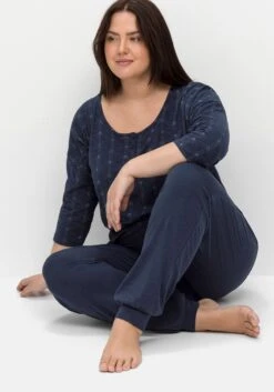 Sheego Pyjama-Set Aus 3/4-Arm-Shirt Und Hose -Sheego Verkaufe 14702900452 04MET 02 SH