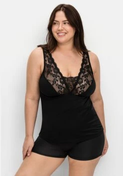 Sheego BH-Hemd Ohne Bügel, Mit Spitze Und V-Ausschnitt -Sheego Verkaufe 14705100289 04RF6 00 SH