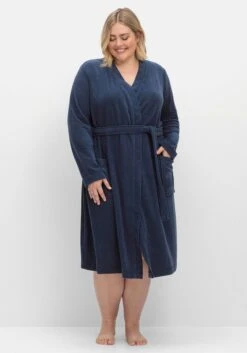 Sheego Bademantel Mit Bindegürtel, Aus Leichtem Frottee