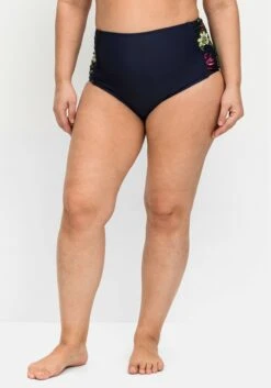 Bikinihose In Hohem Schnitt, Mit Blumendruck