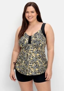 Sheego Tankini-Oberteil Im Paisleymuster, Mit Raffung Seitlich