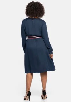 Sheego Midikleid In Satinoptik, Mit Kontrastgürtel -Sheego Verkaufe 14770100035 04N15 03 SH