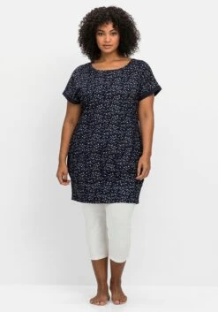 Sheego Relax-Shirtkleid Mit Alloverdruck Und Breitem Saum