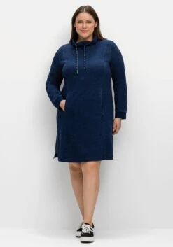 Sheego Kurzes Sweatkleid In Denim-Optik