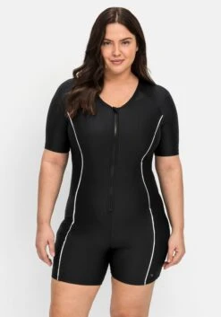 Sheego Schwimmanzug Mit Kurzem Ärmel Und Kurzem Bein