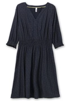 Sheego Kleid Mit Minimalprint Und Taillengummizug -Sheego Verkaufe 14779502119 04NJH 00 SH