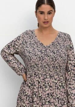 Sheego Jerseykleid Mit Alloverdruck Und Smok-Oberteil -Sheego Verkaufe 14785500438 04NHR 02 SH