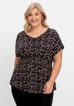 Sheego Strandshirt Mit Alloverprint Und V-Ausschnitt