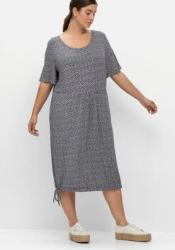 Sheego Jerseykleid Mit Minimalprint Und Saum-Tunnelzug -Sheego Verkaufe 14787202119 04NK3 02 SH