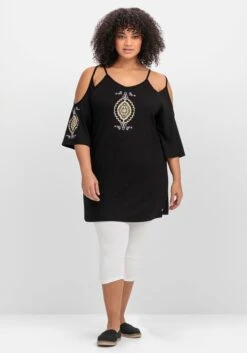 Sheego Set Aus Strandshirt Mit Cut-outs Und Caprileggings