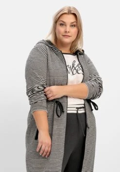 Sheego Gestreifter Frottee-Bademantel Mit Kapuze -Sheego Verkaufe 14793801973 04NIC 02 SH