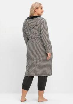 Sheego Gestreifter Frottee-Bademantel Mit Kapuze -Sheego Verkaufe 14793801973 04NIF 02 SH