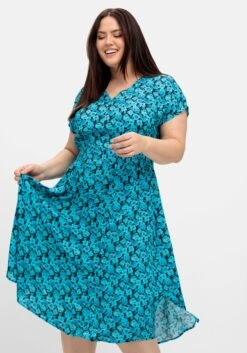 Sheego Kleid Mit Smokbund Und Alloverprint