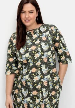 Sheego Kleid Mit 3/4-Arm Und Blumenprint -Sheego Verkaufe 14823902126 04PIW 02 SH