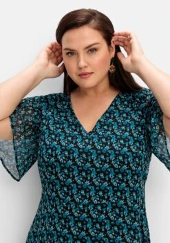 Sheego Chiffonkleid Mit Blumendruck Und Volant Am Saum -Sheego Verkaufe 14824501491 04PSY 02 SH