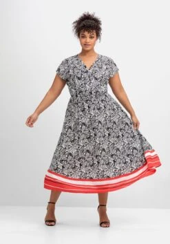 Sheego Kleid In Wickeloptik, Mit Alloverdruck