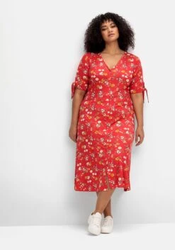 Jerseykleid Mit Blumendruck Und Zierknopfleiste -Sheego Verkaufe 14833800779 04PXR 02 SH