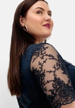 Sheego Abendkleid Mit Besticktem Mesh-Oberteil -Sheego Verkaufe 14835400035 04OIP 02 SH