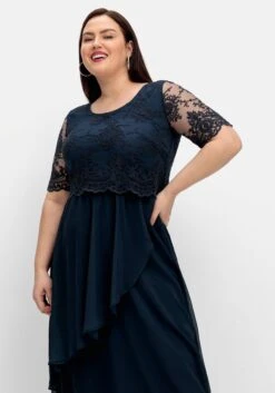 Sheego Abendkleid Mit Besticktem Mesh-Oberteil -Sheego Verkaufe 14835400035 04OIQ 02 SH