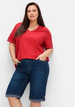 Sheego Jeans-Bermudas Mit Fixiertem Aufschlag -Sheego Verkaufe 14880000053 04PTS 02 SH