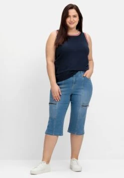 Sheego Schmale Caprijeans Im Cargo-Stil